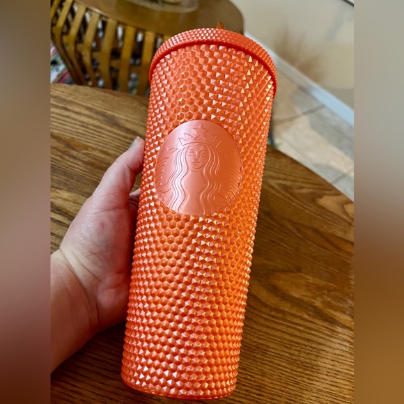 2022 Starbucks Fall Pearl Orange Studded Tumbler - 24 oz Venti - Picture 2 of 8